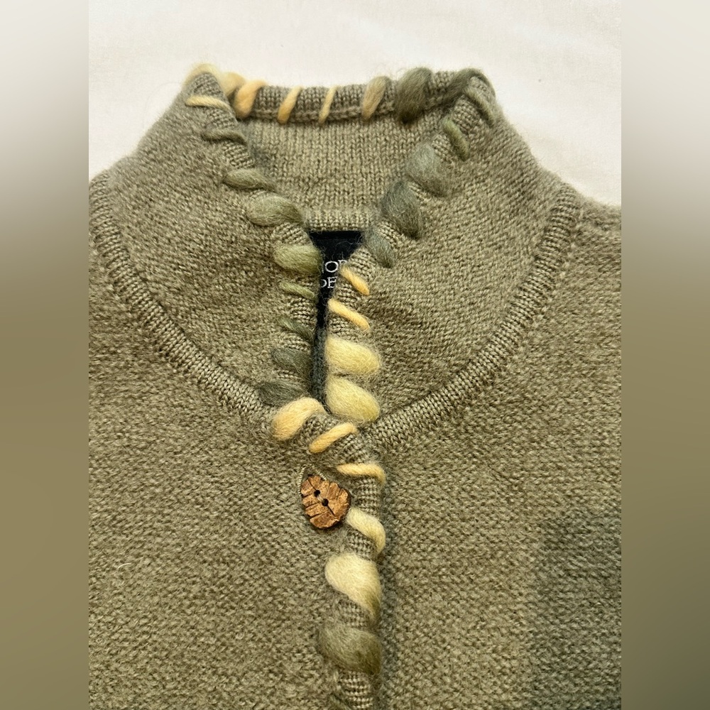 Nordic Design Wool Blend Cardigan Sweater Embroidered Floral Boho Cottagecore - Picture 5 of 14